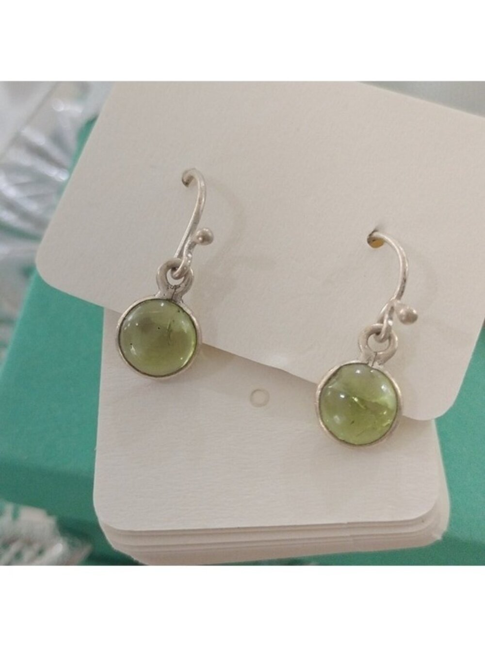 Sterling Silver +Peridot Dangle Earrings
